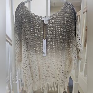 House of Harlow 1960 Taupe Crochet Poncho